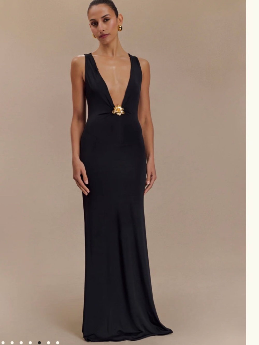 Meshki Beck Pluge Maxi dress with floral hardware
